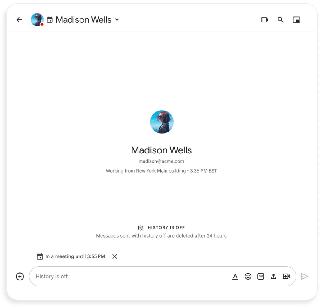 A Google Chat már az értekezletből vagy fókuszidőből hátralévő időt is jelzi